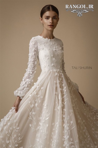 لباس عروس پوشیده یقه آستین بسته شیک جدید