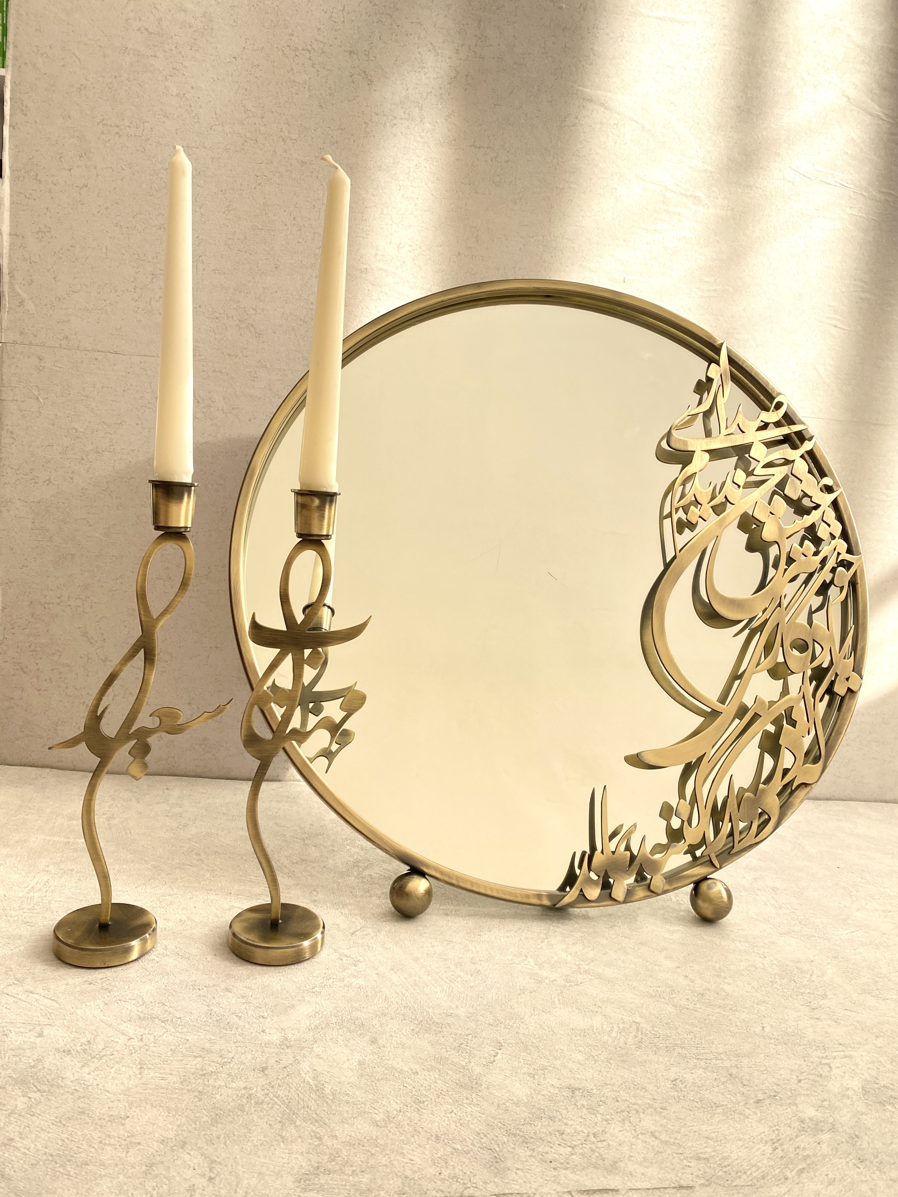 آینه شمعدون برنز آینه شمعدان برنجی عروس اینه شمعدان طلایی