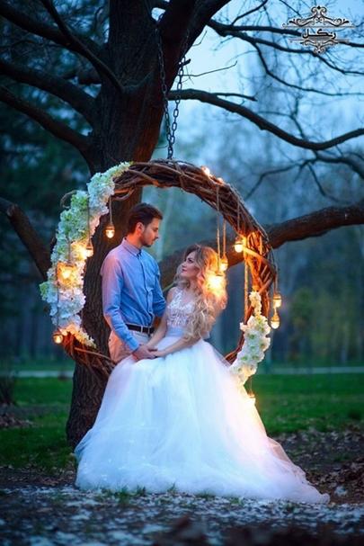 ایده عکاسی عروسی در شب و هوای تاریک | آتلیه عکاسی عروسی