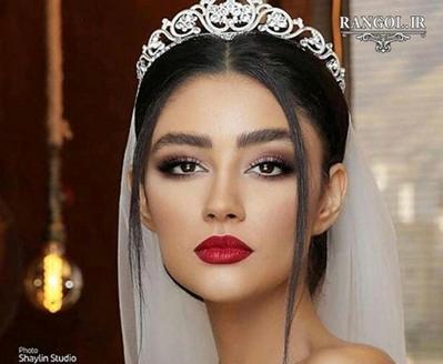 عکس آرایش عروس غلیظ رژ پر رنگ مدل میکاپ عروس ایرانی