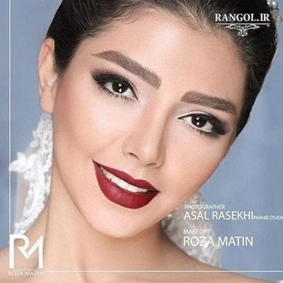 عکس آرایش عروس غلیظ رژ پر رنگ مدل میکاپ عروس ایرانی