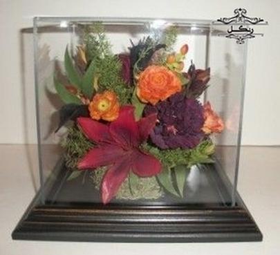 خشک کردن دسته گل عروس داخل باکس جعبه شیشه