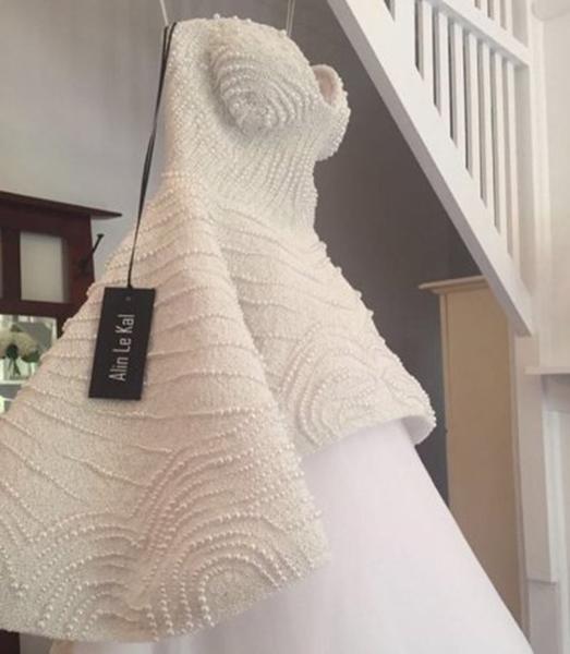 مدل لباس عروس با تزیین مروارید - مد جدید لباس عروس