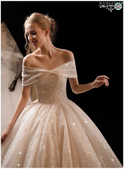 مدل لباس عروس شاین براق و اکلیلی مدل لباس عروس جدید