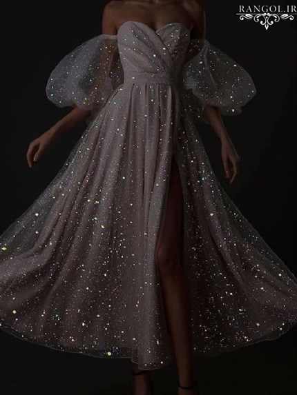 مدل لباس عروس شاین براق و اکلیلی مدل لباس عروس جدید