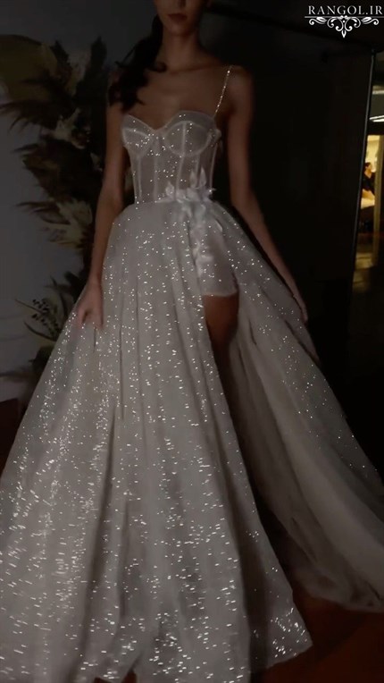 مدل لباس عروس شاین براق و اکلیلی مدل لباس عروس جدید