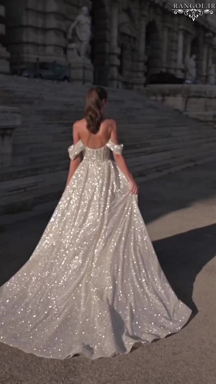 مدل لباس عروس شاین براق و اکلیلی مدل لباس عروس جدید