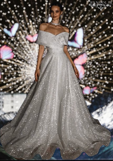 مدل لباس عروس شاین براق و اکلیلی مدل لباس عروس جدید