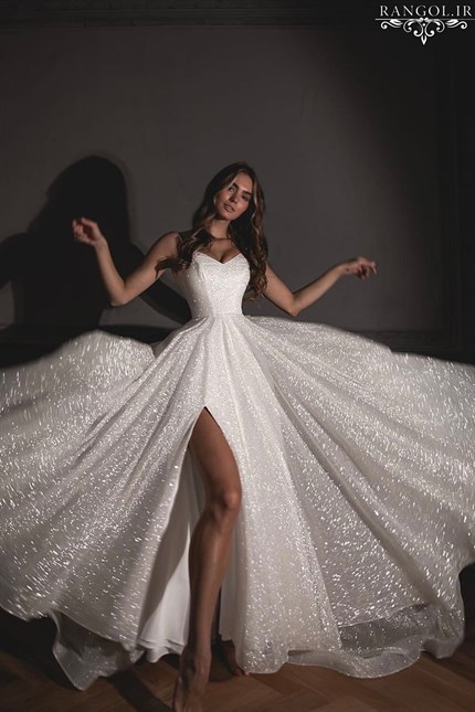 مدل لباس عروس شاین براق و اکلیلی مدل لباس عروس جدید