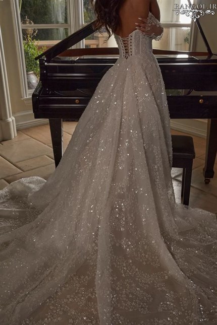 مدل لباس عروس شاین براق و اکلیلی مدل لباس عروس جدید