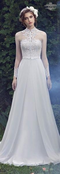 مدل لباس عروس با یقه بسته و پوشیده 