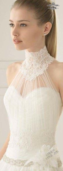 مدل لباس عروس با یقه بسته و پوشیده 