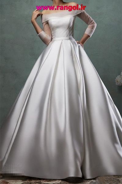 مدل شیک لباس عروس با جنس ساتن و گیپور ساتن