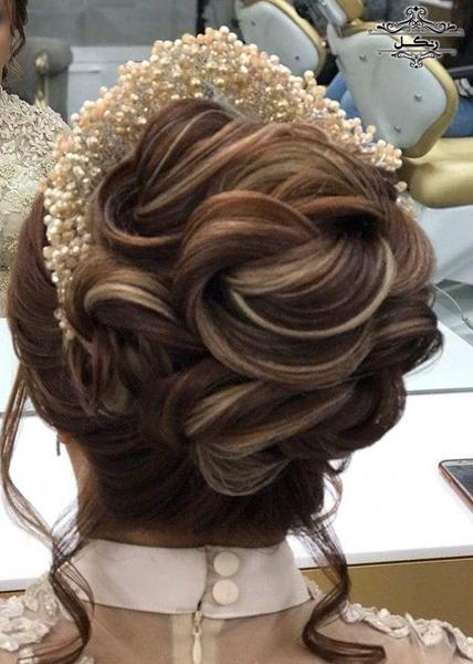  مدل شینیون عروس با رنگ موهای هایلایت شده شیک 2019 | رنگ مو عروس
