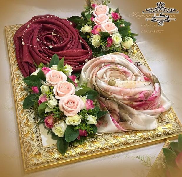 مدل تزیین پارچه و خلعتی عروس داماد بله برون و هدیه