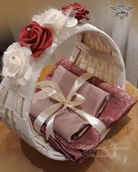 مدل تزیین پارچه و خلعتی عروس داماد بله برون و هدیه