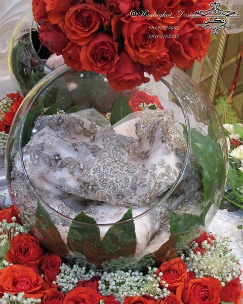 مدل تزیین پارچه و خلعتی عروس داماد بله برون و هدیه