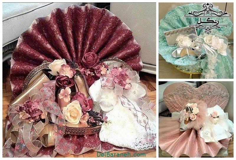 مدل تزیین پارچه و خلعتی عروس داماد بله برون و هدیه