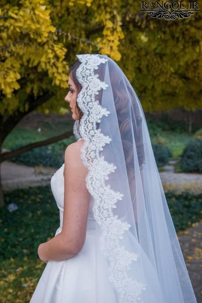 تور سر عروس منتیلا حاشیه دار گیپور دانتل