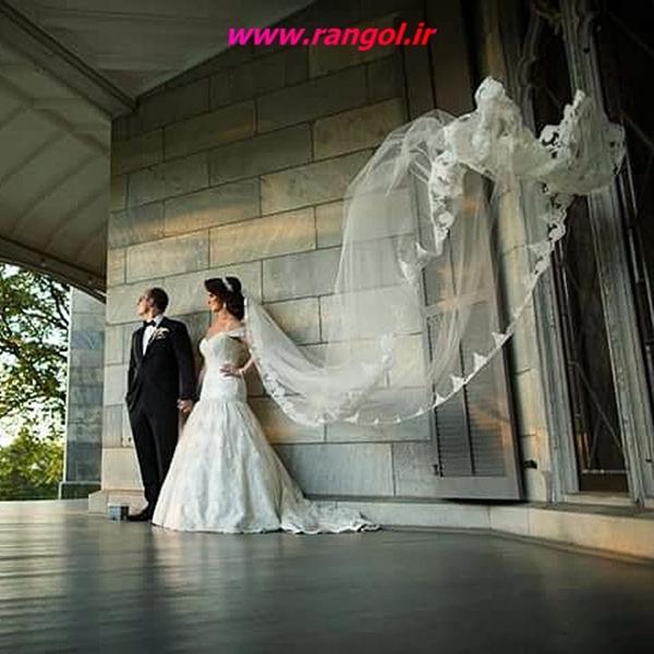 ایده عکس خلاقانه آتلیه عروسی با تور عروس- تور عروس 
