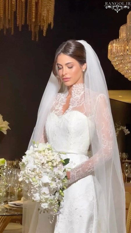 تور عروس مدل جدید ترند تور عقد تور بلند کوتاه تور مروارید نگین گیپور تور عربی تور محضر لباس عروس