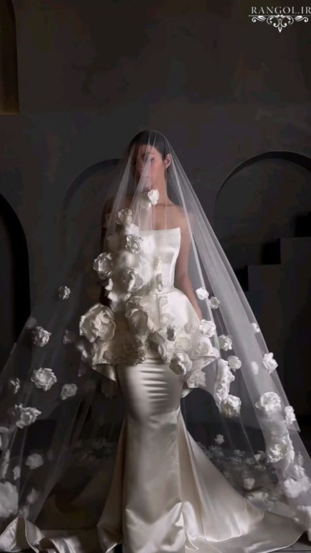 تور عروس مدل جدید ترند تور عقد تور بلند کوتاه تور مروارید نگین گیپور تور عربی تور محضر لباس عروس