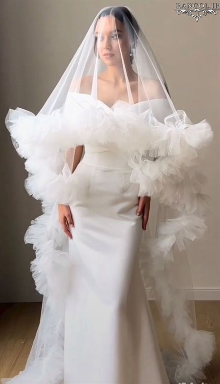 تور عروس مدل جدید ترند تور عقد تور بلند کوتاه تور مروارید نگین گیپور تور عربی تور محضر لباس عروس