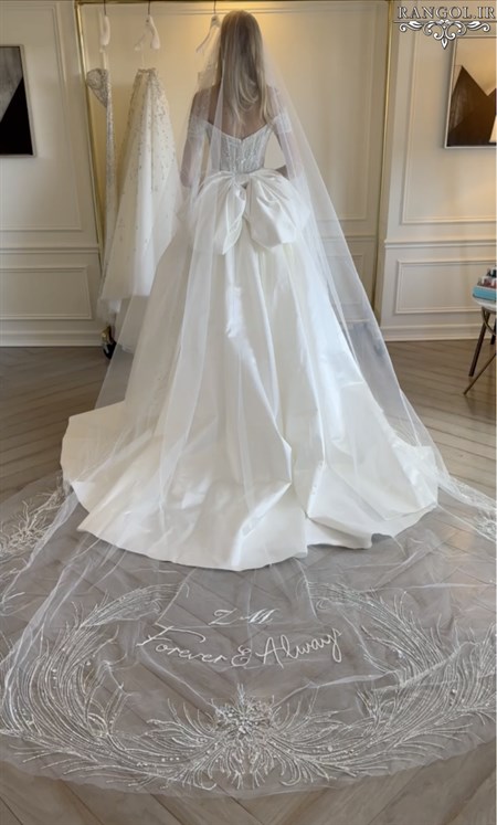 تور عروس مدل جدید ترند تور عقد تور بلند کوتاه تور مروارید نگین گیپور تور عربی تور محضر لباس عروس