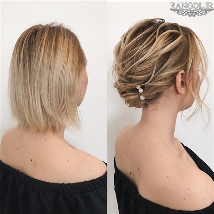 مدل شینیون موی کوتاه عروسی شینیون مو فر کوتاه شینیون موی پایین شینیون مو کوتاه پشت سر عروسی