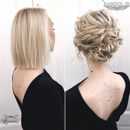 مدل شینیون موی کوتاه عروسی شینیون مو فر کوتاه شینیون موی پایین شینیون مو کوتاه پشت سر عروسی