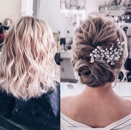 مدل شینیون موی کوتاه عروسی شینیون مو فر کوتاه شینیون موی پایین شینیون مو کوتاه پشت سر عروسی