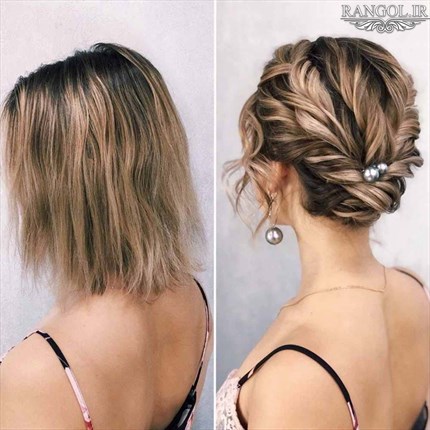 مدل شینیون موی کوتاه عروسی شینیون مو فر کوتاه شینیون موی پایین شینیون مو کوتاه پشت سر عروسی