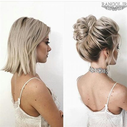 مدل شینیون موی کوتاه عروسی شینیون مو فر کوتاه شینیون موی پایین شینیون مو کوتاه پشت سر عروسی