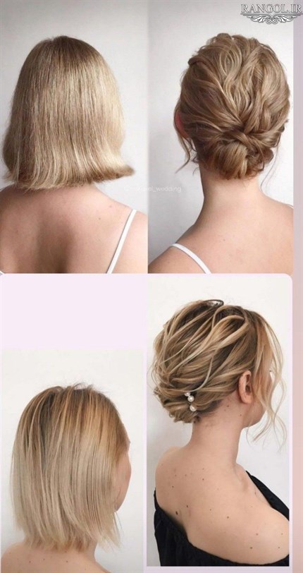 مدل شینیون موی کوتاه عروسی شینیون مو فر کوتاه شینیون موی پایین شینیون مو کوتاه پشت سر عروسی