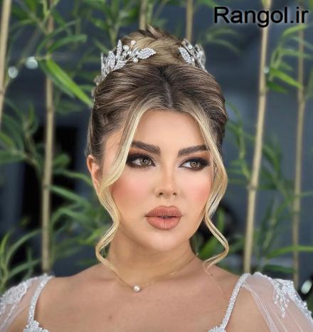 عکس آرایش عروس عکس میکاپ عروس جدید لایت اروپایی شیک نود  بلوند لنز