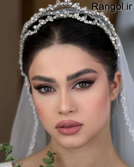 عکس آرایش عروس عکس میکاپ عروس جدید لایت اروپایی شیک نود  رژ گوشتی