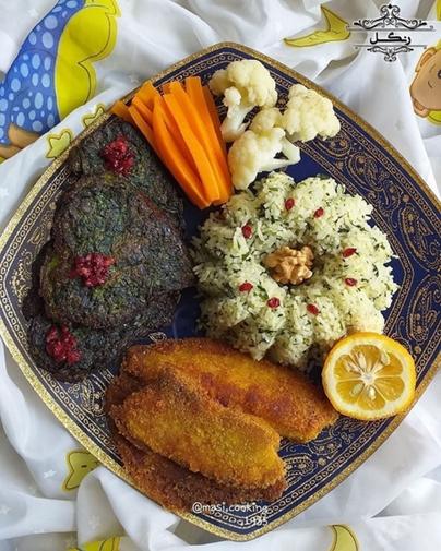 طرز تهیه سبزی پلو ماهی عید | تزیین دیزاین سبزی پلو ماهی