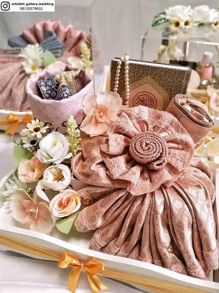 تزیین پارچه چادر بله برون عروس 13 شکل گل