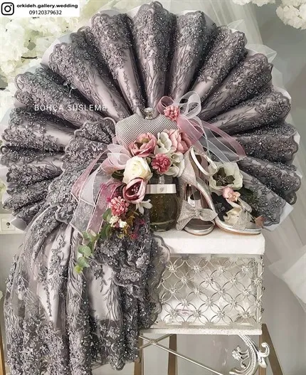 تزیین پارچه چادر بله برون عروس 21 rangol rangol