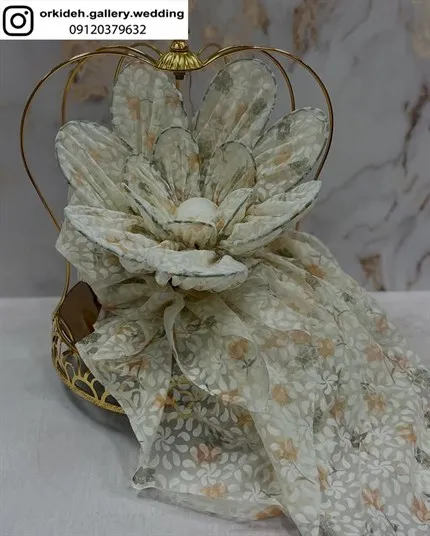 تزیین پارچه خلعتی بله برون دیزاین لباس پارچه عروس