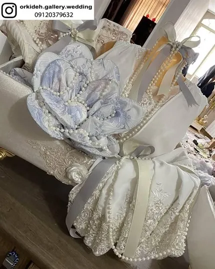تزیین پارچه خلعتی بله برون دیزاین لباس پارچه عروس