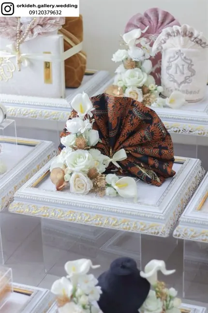 تزیین پارچه خلعتی بله برون دیزاین لباس پارچه عروس