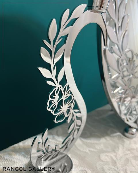 آینه شمعدان عروس طرح گل مدل جدید آینه شمعدان نقره رنگ شمعدان قو جاشمعی قلب