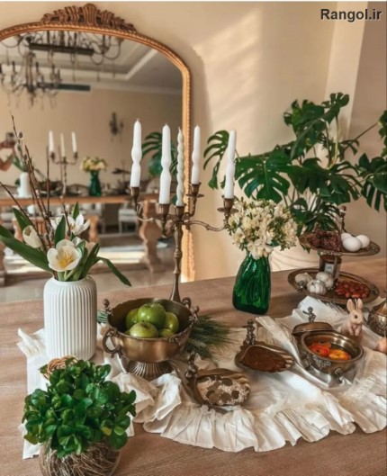 چیدمان سفره هفتسین ایده هفت سین جدید شیک لاکچری چیدمان سفره هفتسین ایده هفت سین جدید شیک لاکچری