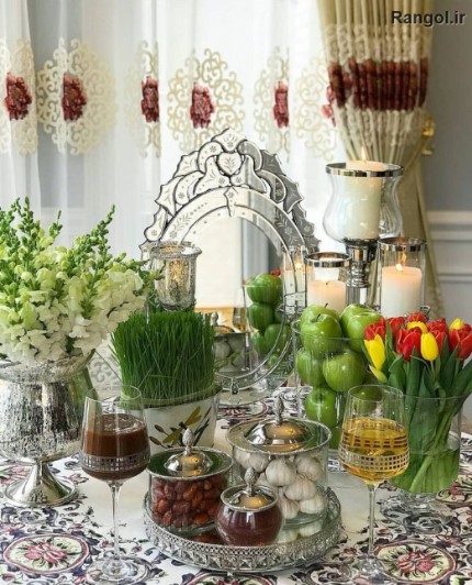 چیدمان سفره هفتسین ایده تزیین هفت سین جدید شیک چیدمان سفره هفتسین ایده تزیین هفت سین جدید شیک