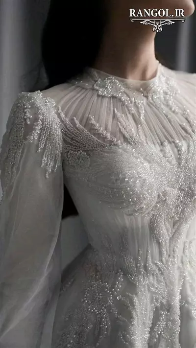 مدل لباس فرمالیته عروس پوشیده آستین دار خاص شیک