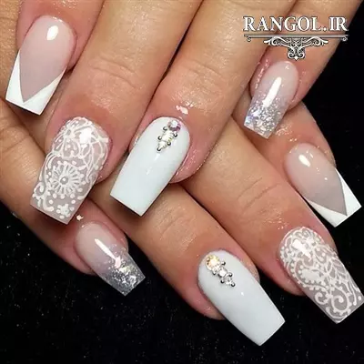 مدل طراحی دیزاین ناخن عروس لاک 