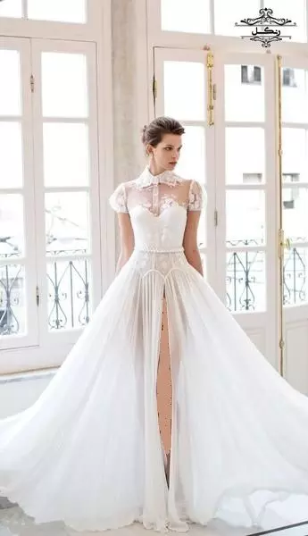 مدل لباس عروس با یقه بسته و پوشیده 