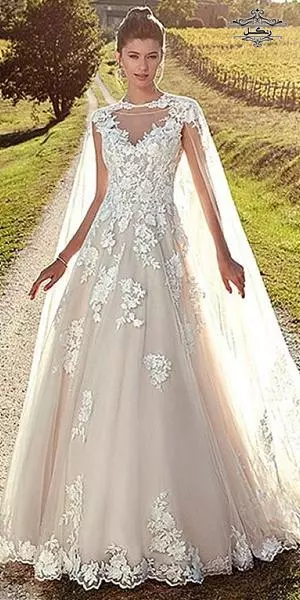 مدل لباس عروس با یقه بسته و پوشیده 