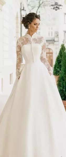 مدل لباس عروس با یقه بسته و پوشیده 